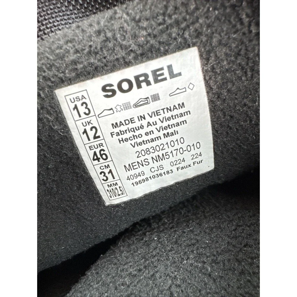 Sorel Scout 87 XT WP Men Waterproof Insulated Winter Boots Black Quarry Size 13